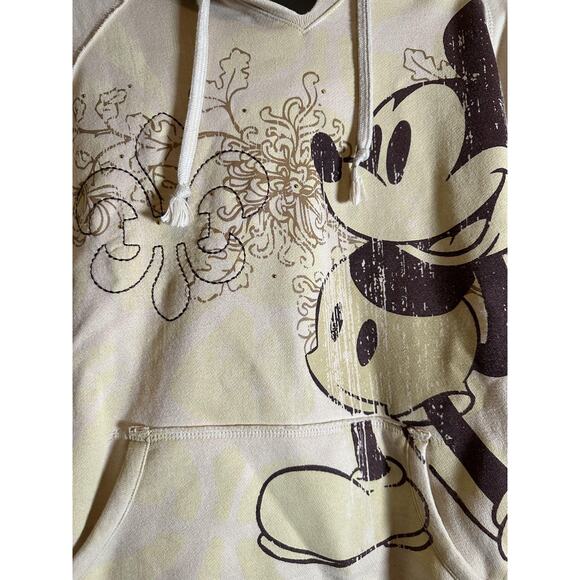 Disney Mickey Mouse Hoodie Womens XL Beige Walt Disney World Graphic Sweatshirt - Picture 3 of 6